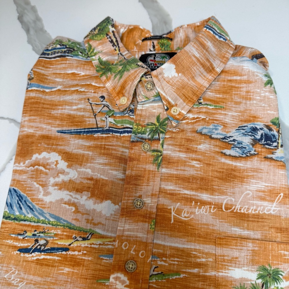 Reyn Spooner men's surfer popover classic fit shirt‎ XXL orange hawaii surfer